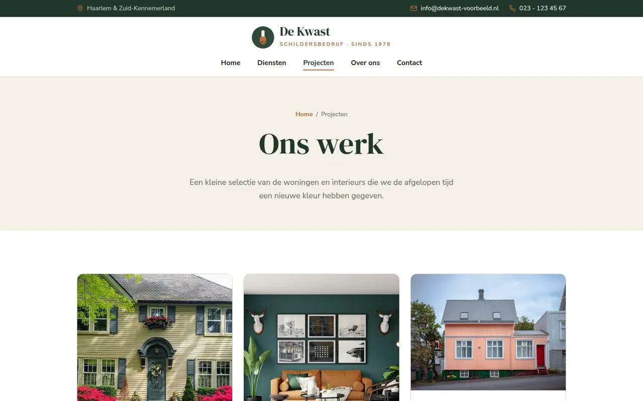 Pagina Projecten van Schildersbedrijf De Kwast