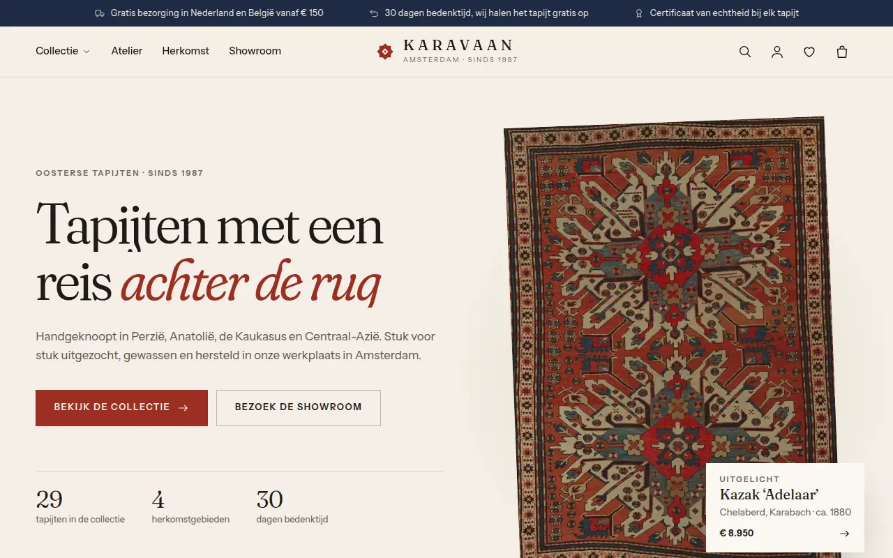 Homepage van Karavaan Oosterse Tapijten