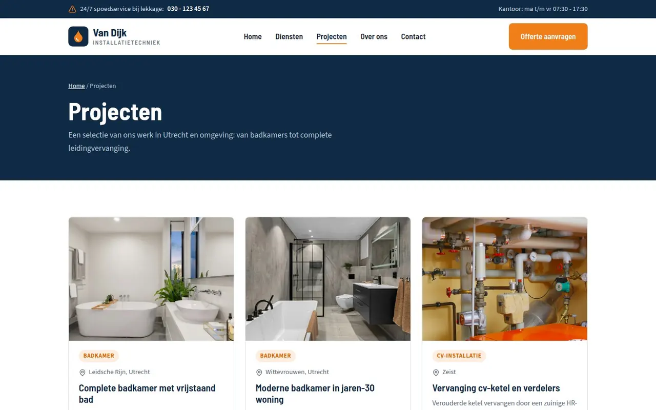 Pagina Projecten van Van Dijk Installatietechniek