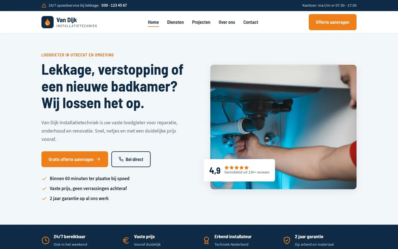 Homepage van Van Dijk Installatietechniek