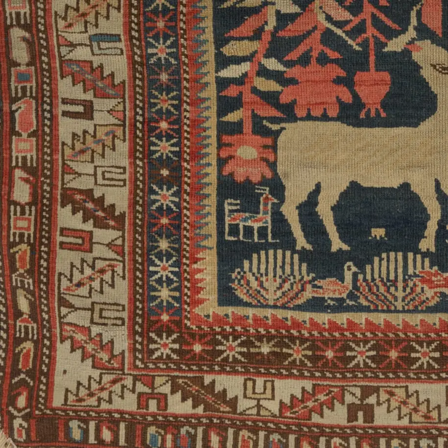 Levensboom met herten: detail van de rand